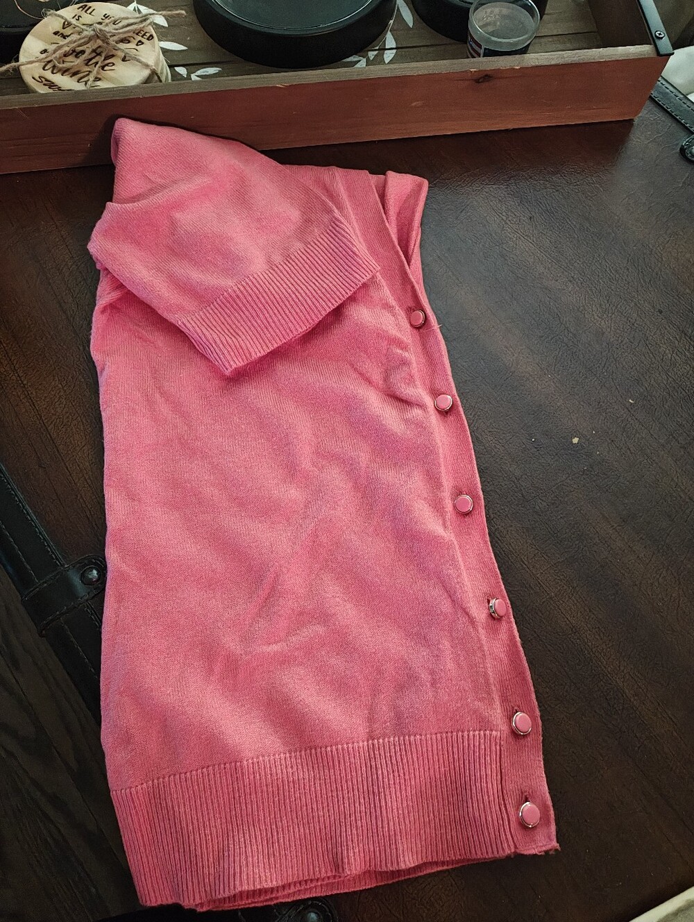 New York And Co 7th Avenue Coral Pink Button Cardigan Sweater